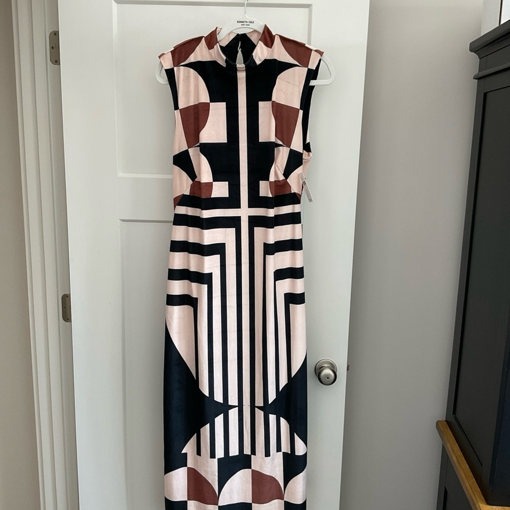 Anthropologie Black and White Geometric Maxi Dress